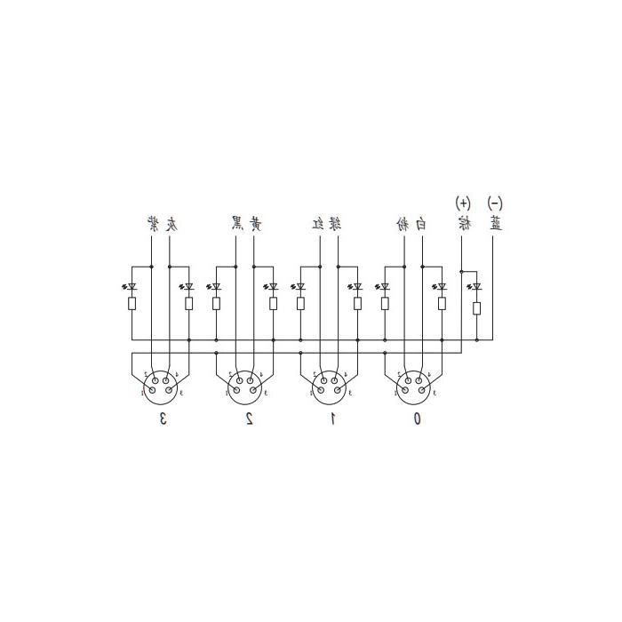 M8分线盒、双通道、PNP、4端口一体式、带LED、PUR柔性电缆、黑色护套、23P441-XXX